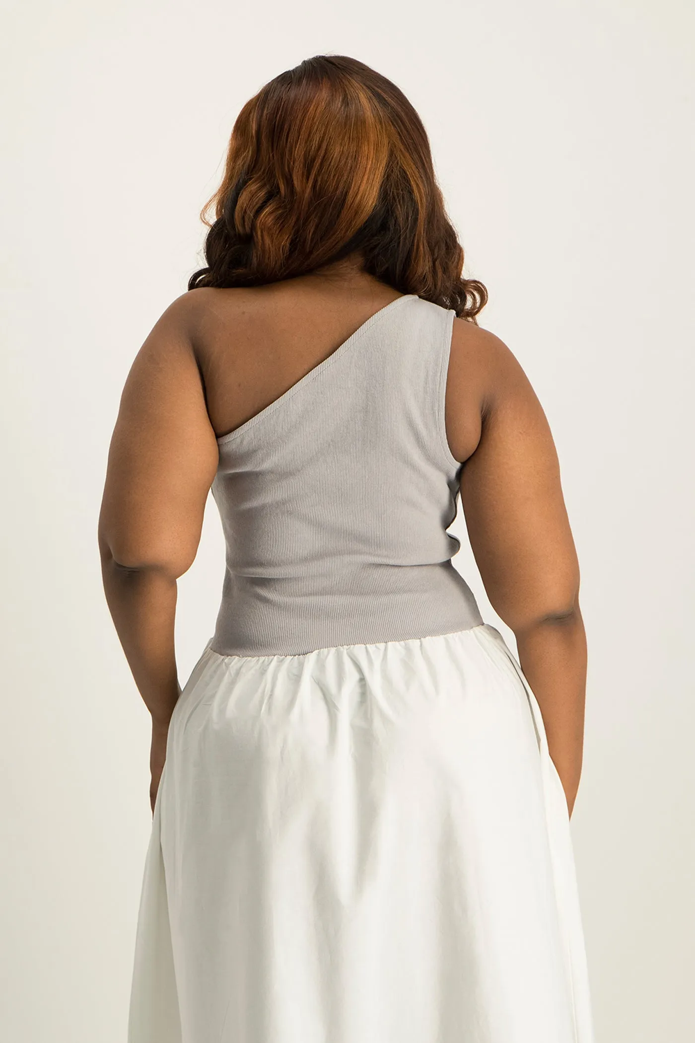 Alessia Contrast One Shoulder Asymmetric Dress