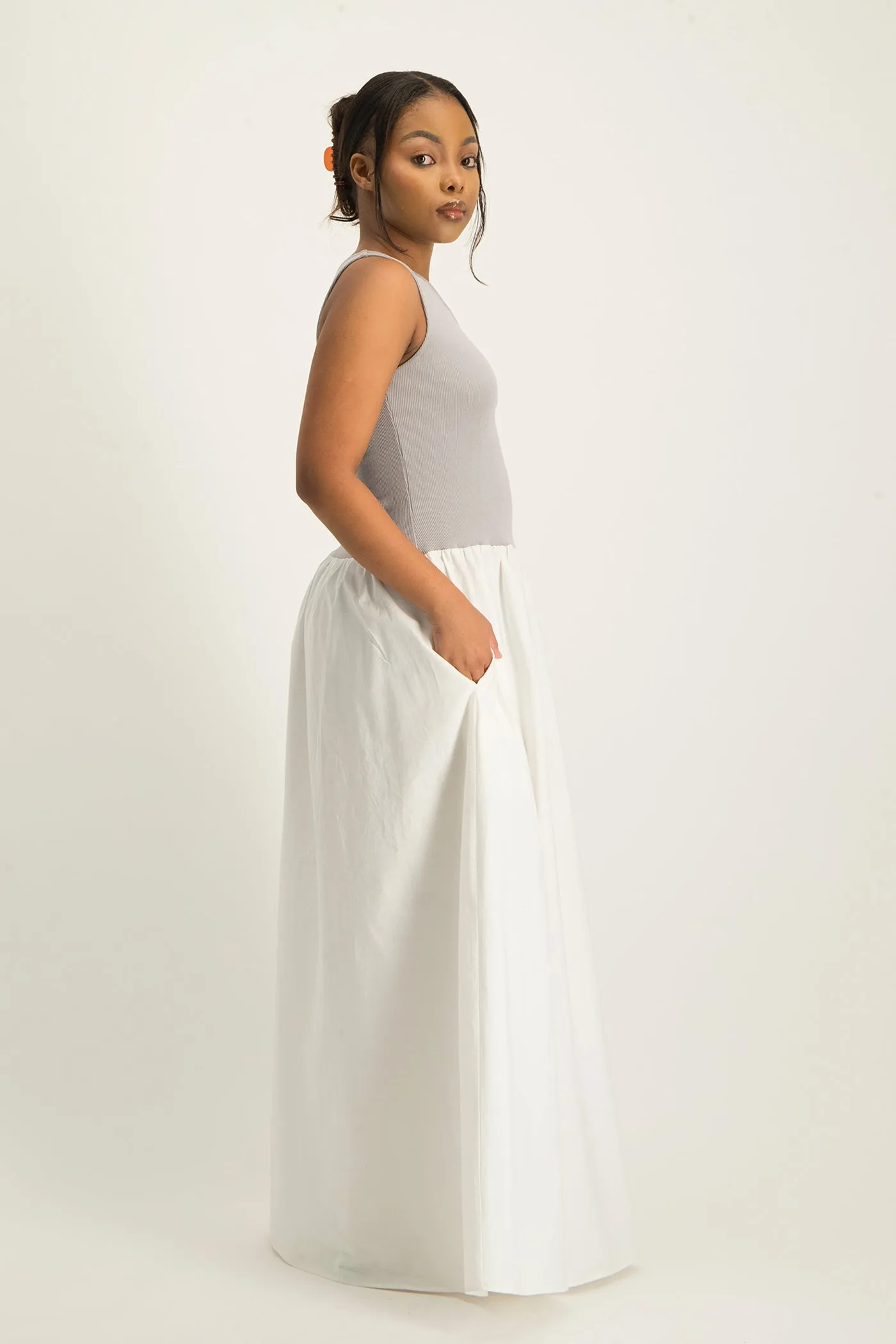 Alessia Contrast One Shoulder Asymmetric Dress