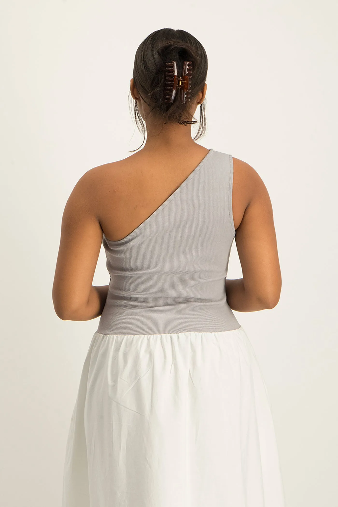 Alessia Contrast One Shoulder Asymmetric Dress