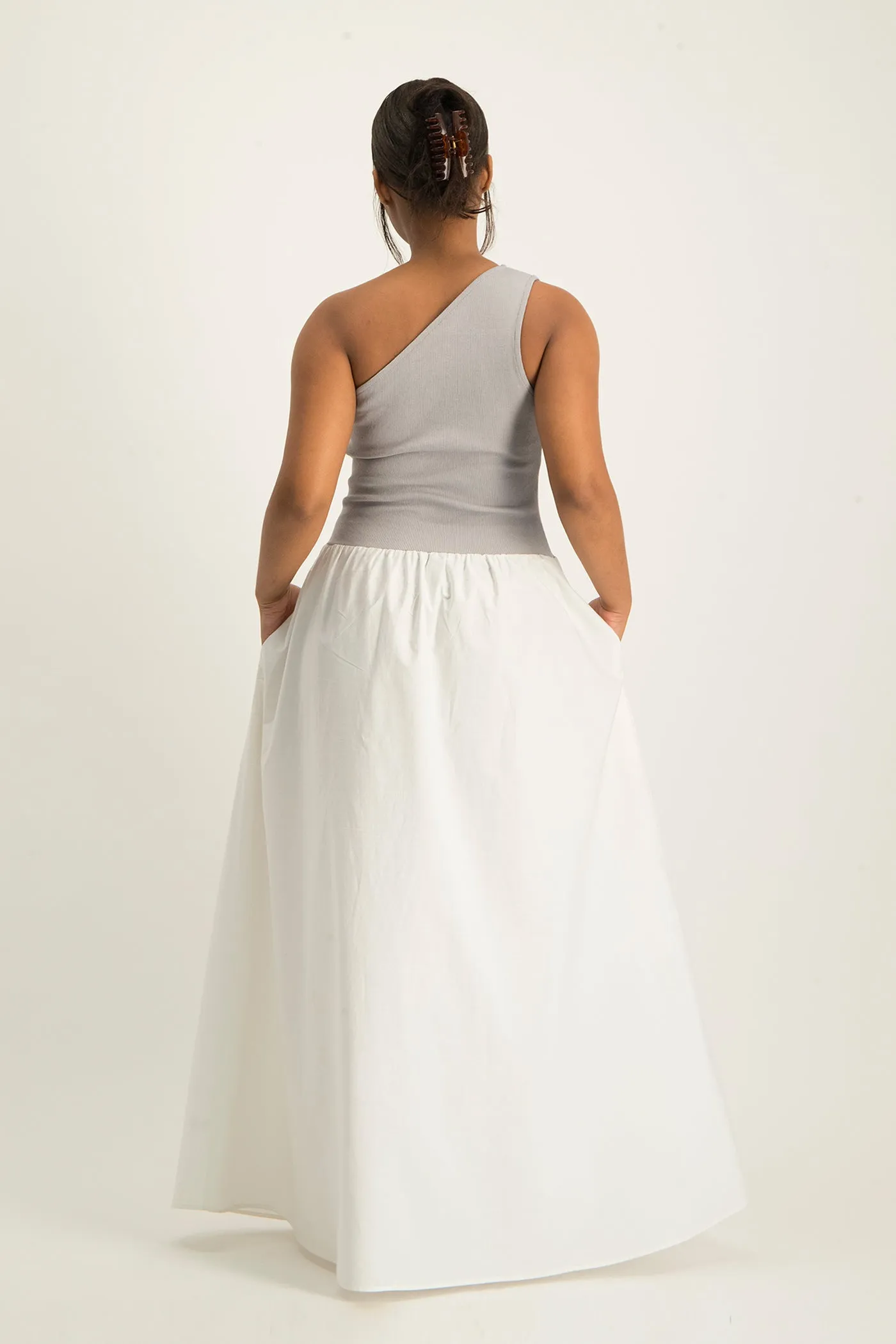Alessia Contrast One Shoulder Asymmetric Dress