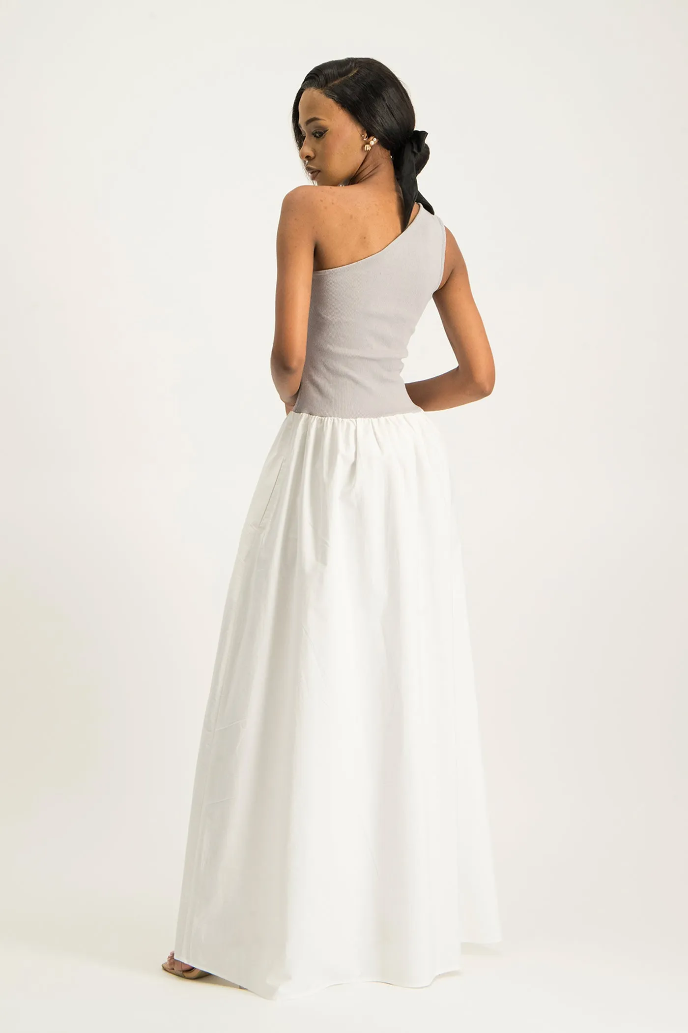 Alessia Contrast One Shoulder Asymmetric Dress