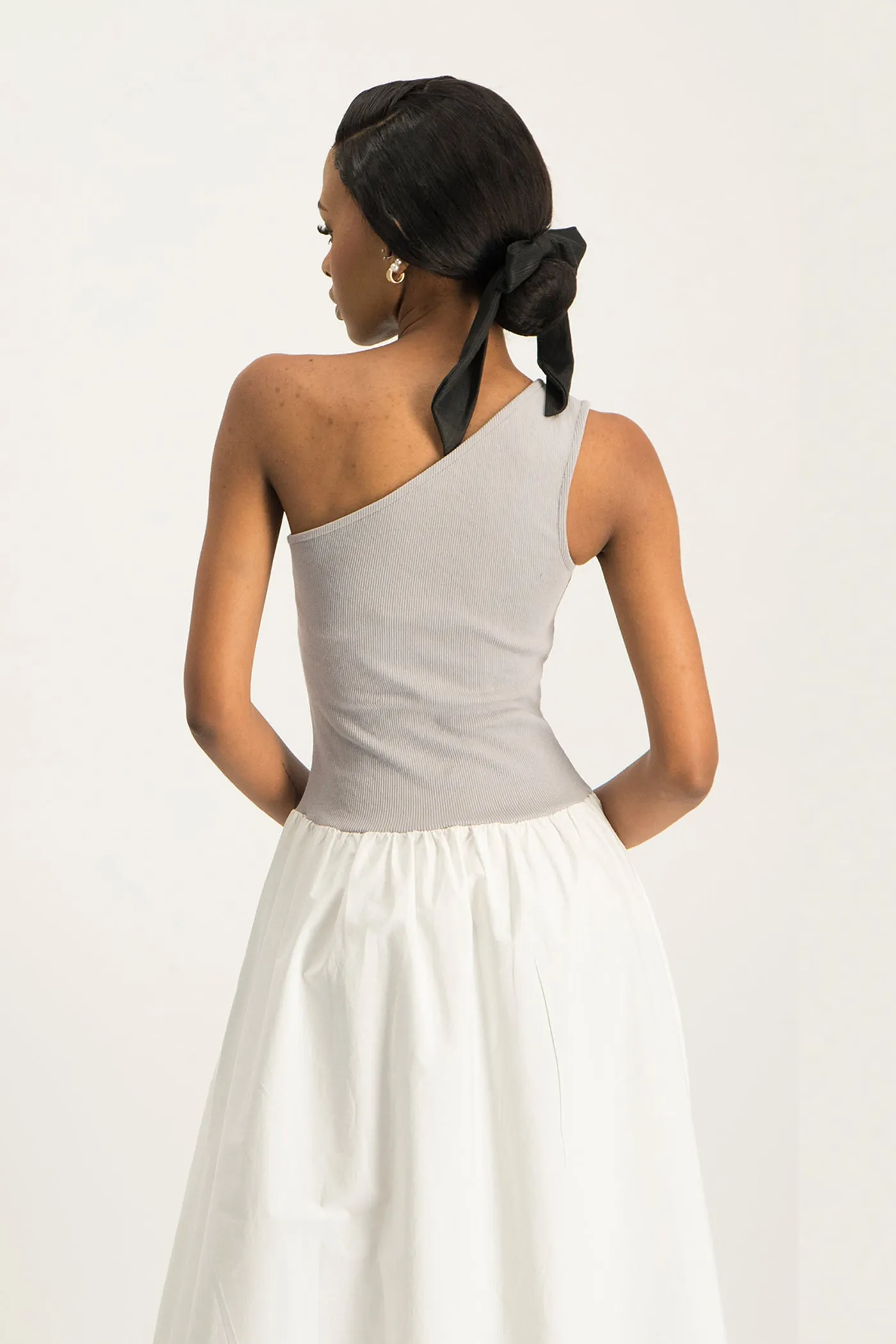 Alessia Contrast One Shoulder Asymmetric Dress
