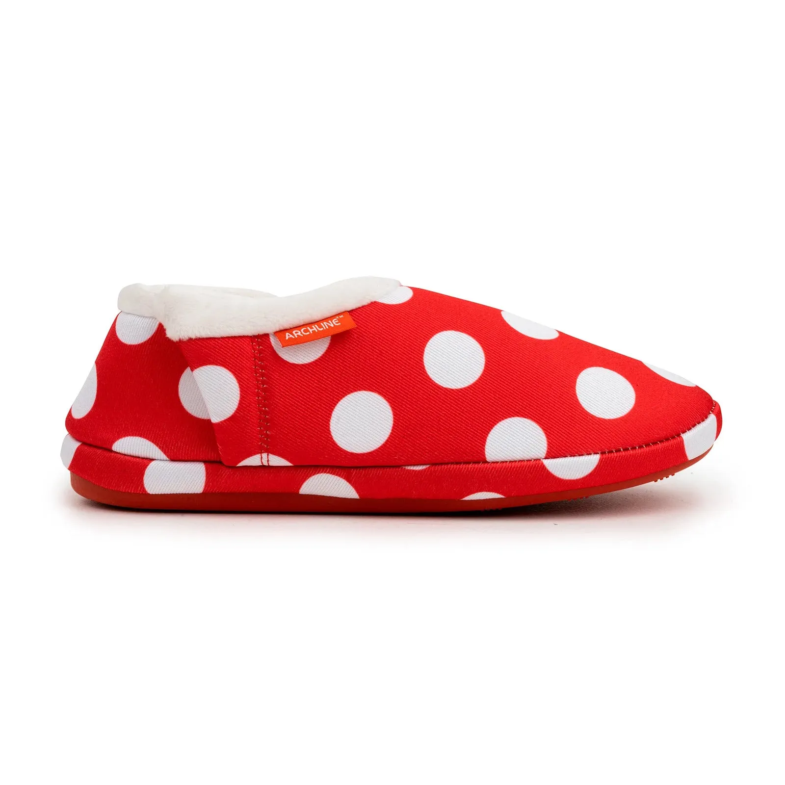 ARCHLINE Orthotic Slippers CLOSED Back Scuffs Moccasins Pain Relief - Red Polka Dots - EUR 35 (Womens 4 US)