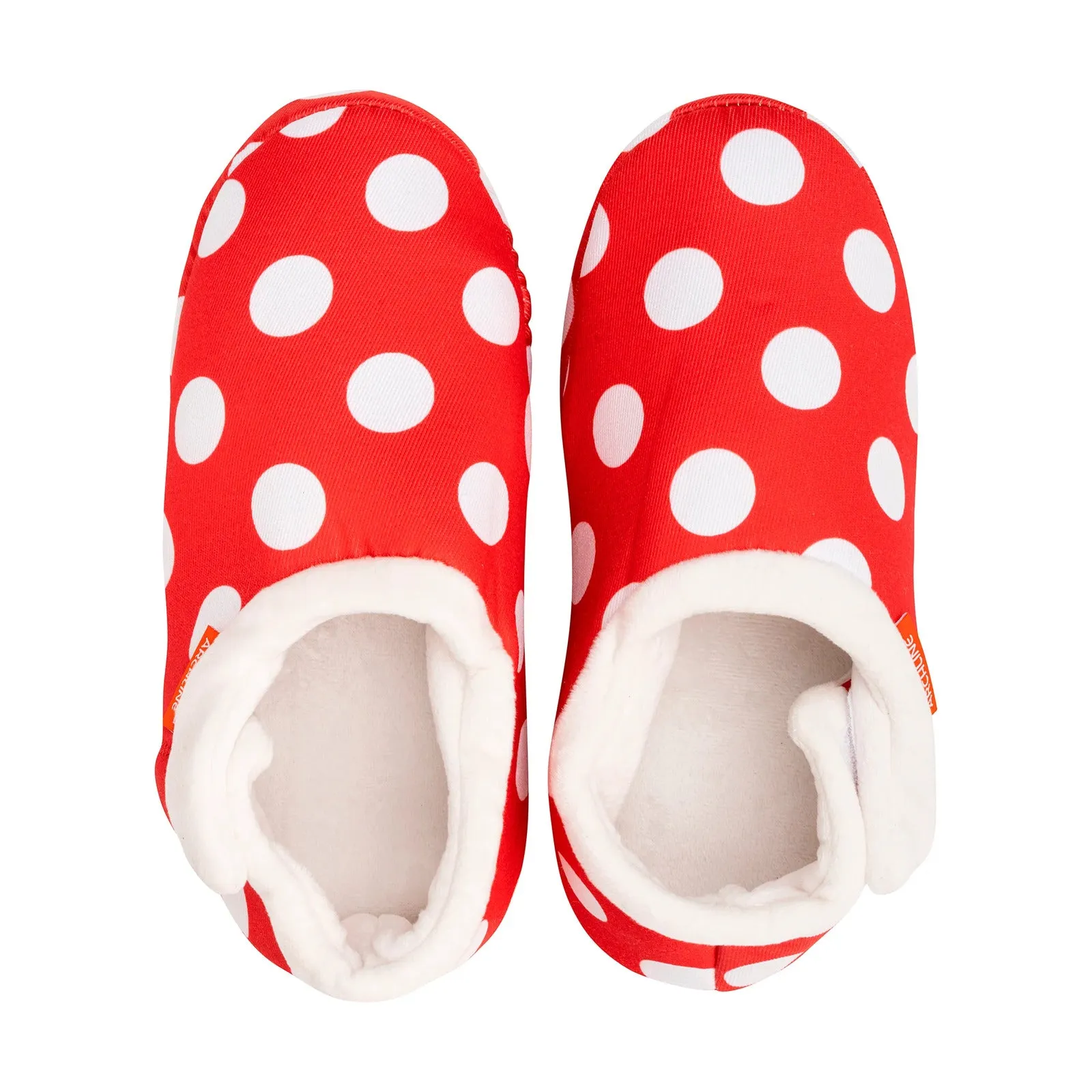 ARCHLINE Orthotic Slippers CLOSED Back Scuffs Moccasins Pain Relief - Red Polka Dots - EUR 35 (Womens 4 US)