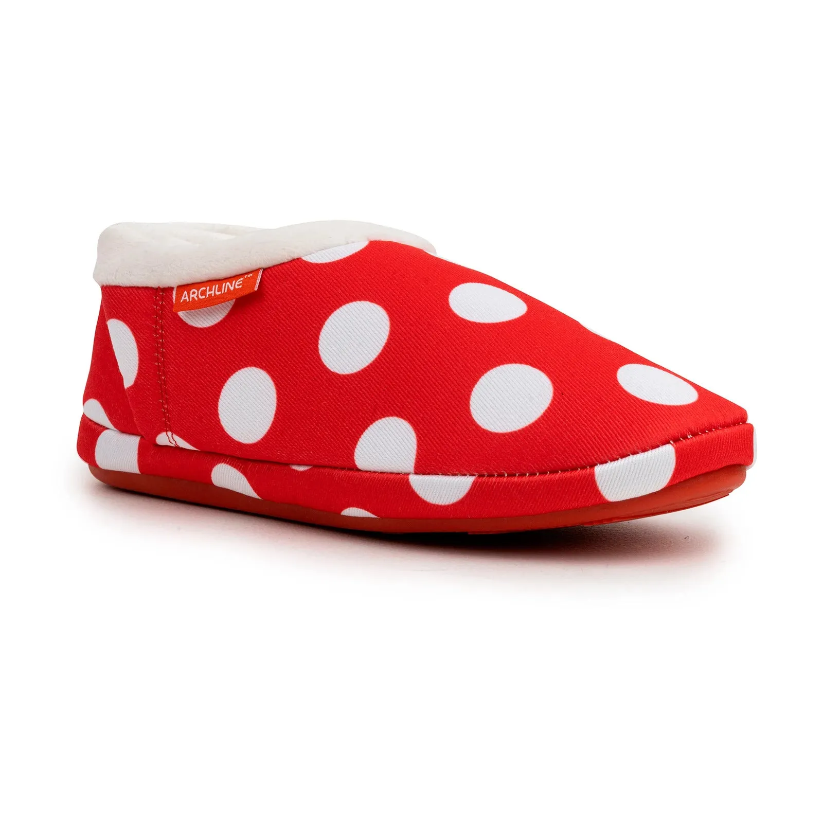 ARCHLINE Orthotic Slippers CLOSED Back Scuffs Moccasins Pain Relief - Red Polka Dots - EUR 35 (Womens 4 US)
