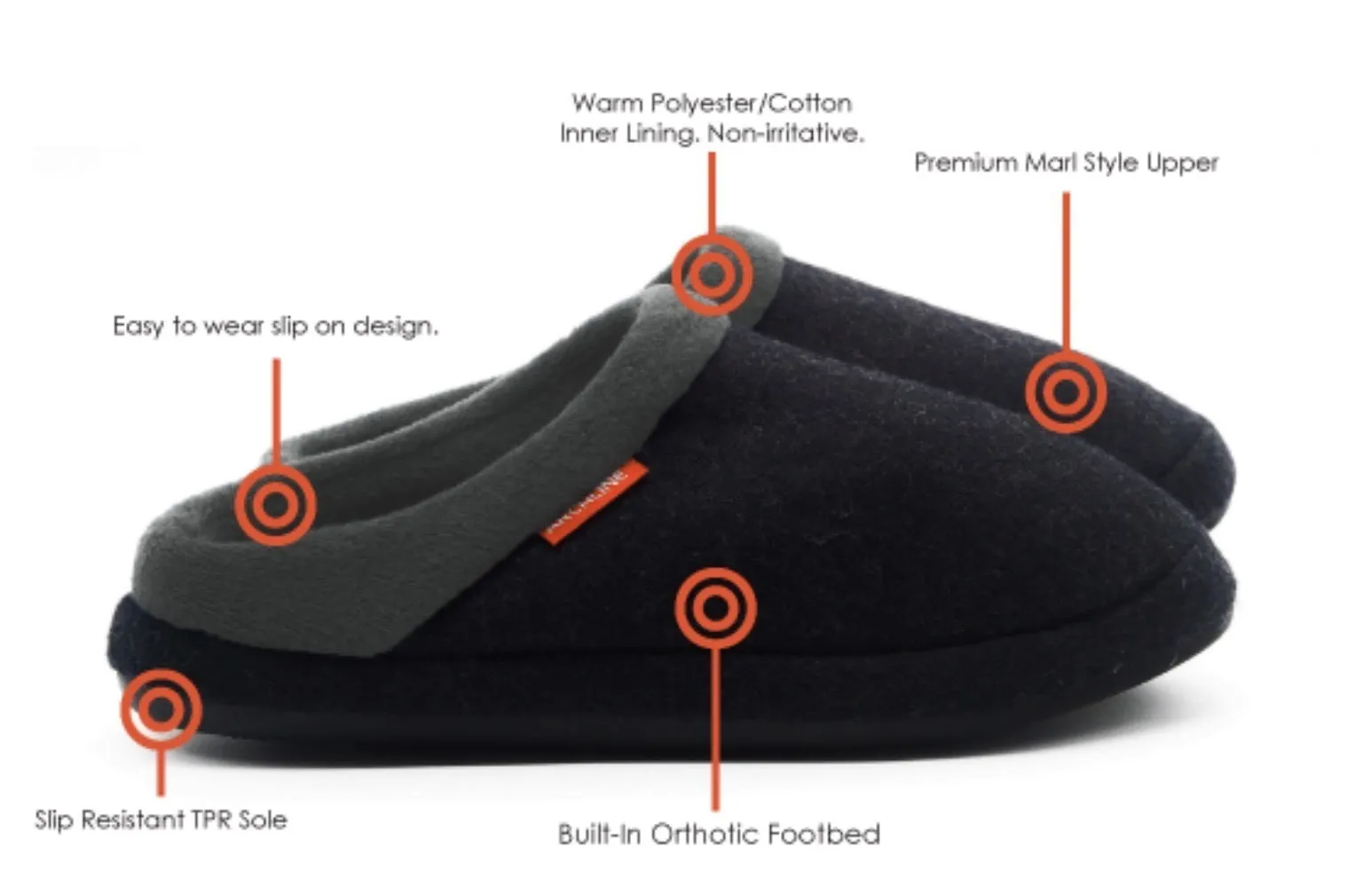 ARCHLINE Orthotic Slippers Slip On Arch Scuffs Orthopedic Moccasins - Charcoal Marle - EUR 35