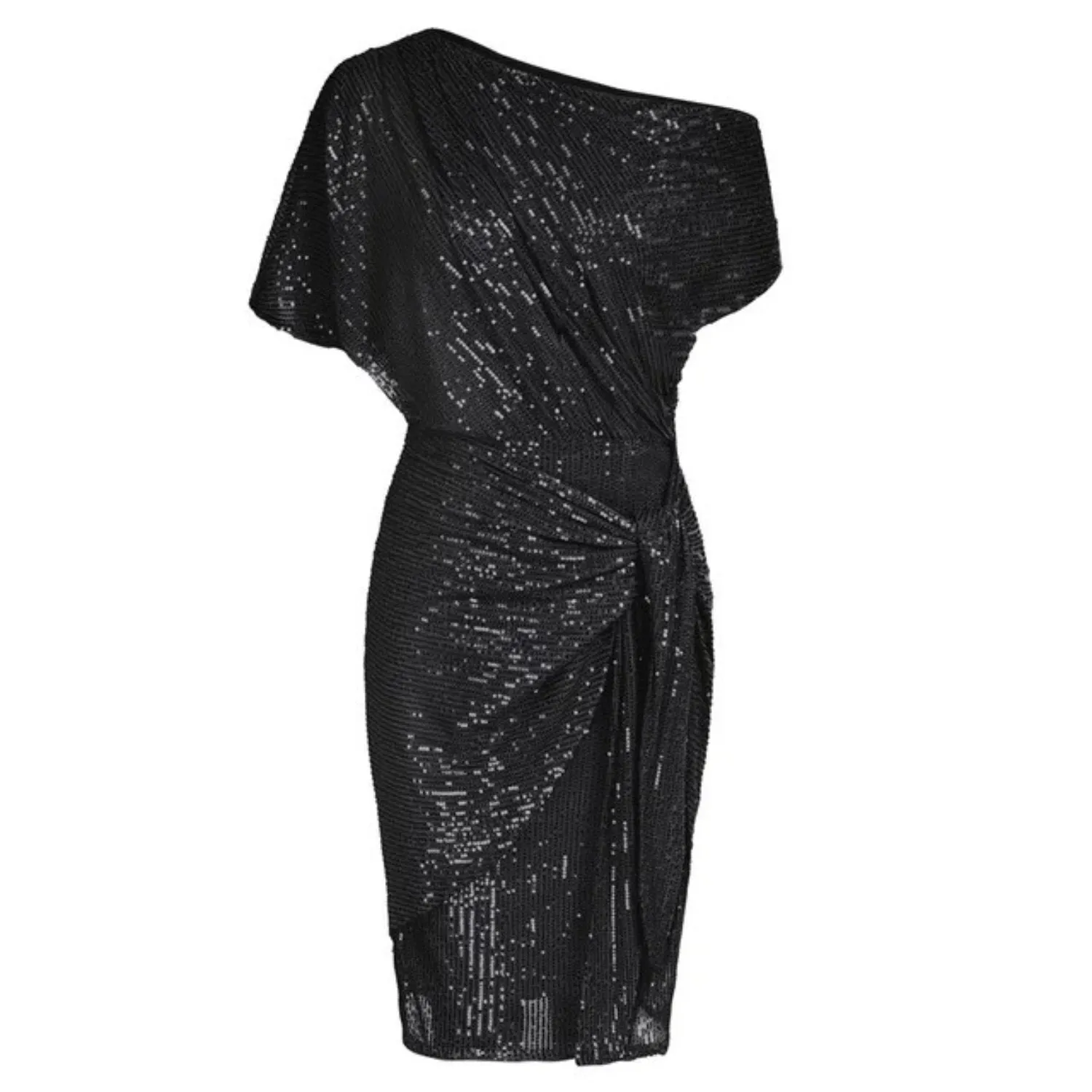 Asymmetric Glitter Cocktail Dress with Sequins