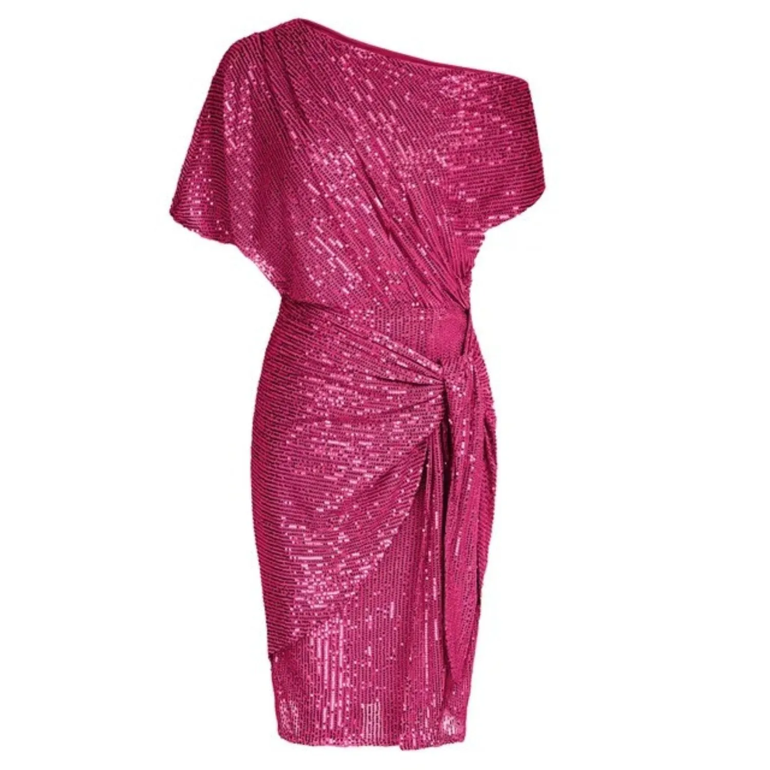 Asymmetric Glitter Cocktail Dress with Sequins