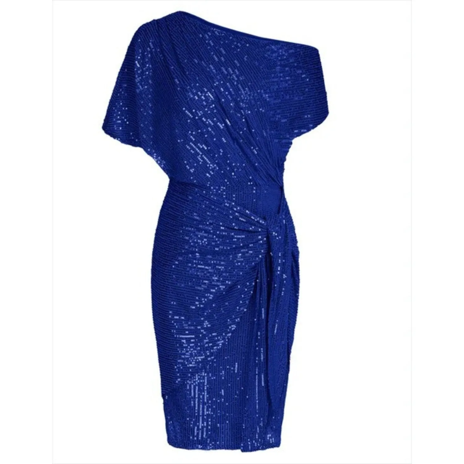 Asymmetric Glitter Cocktail Dress with Sequins