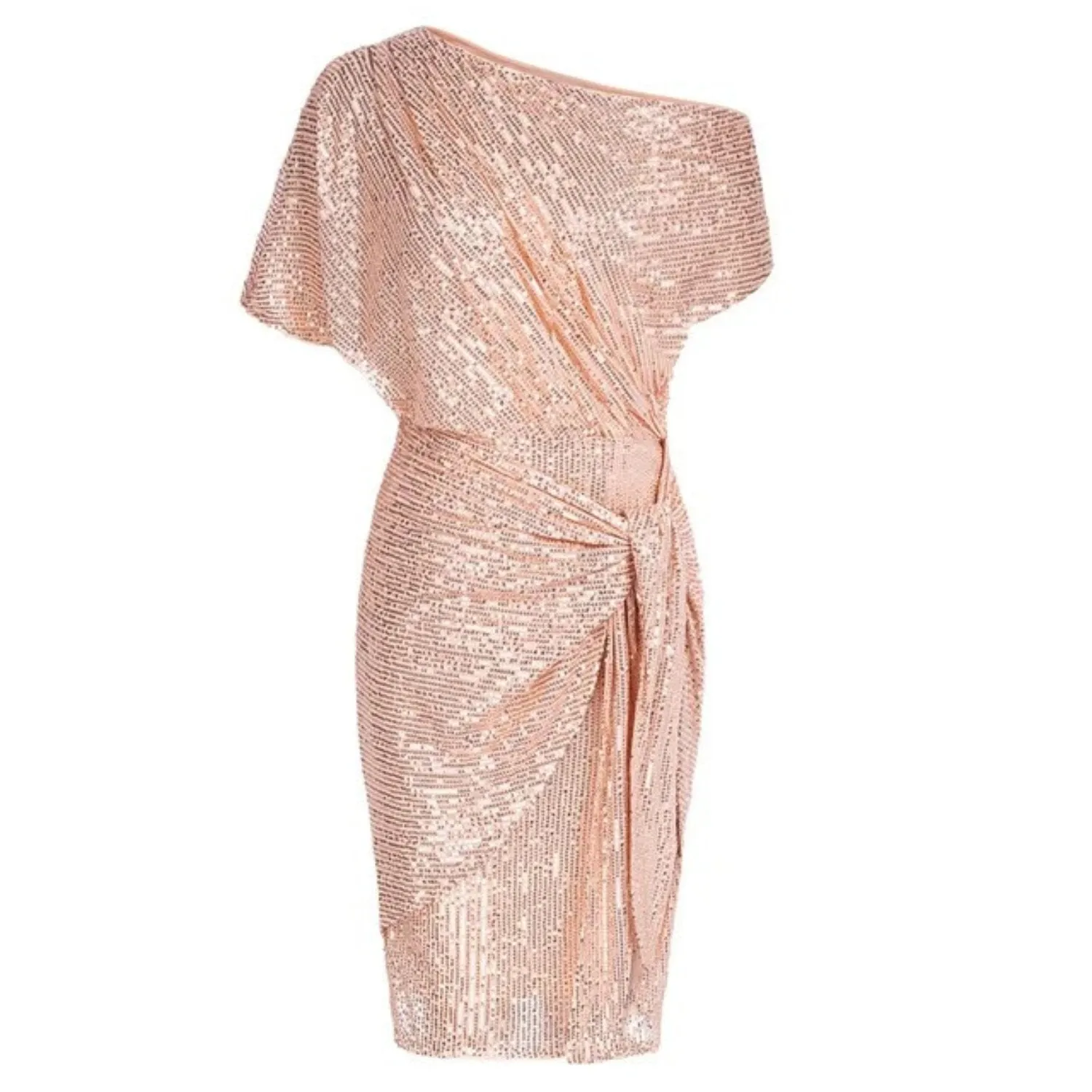Asymmetric Glitter Cocktail Dress with Sequins
