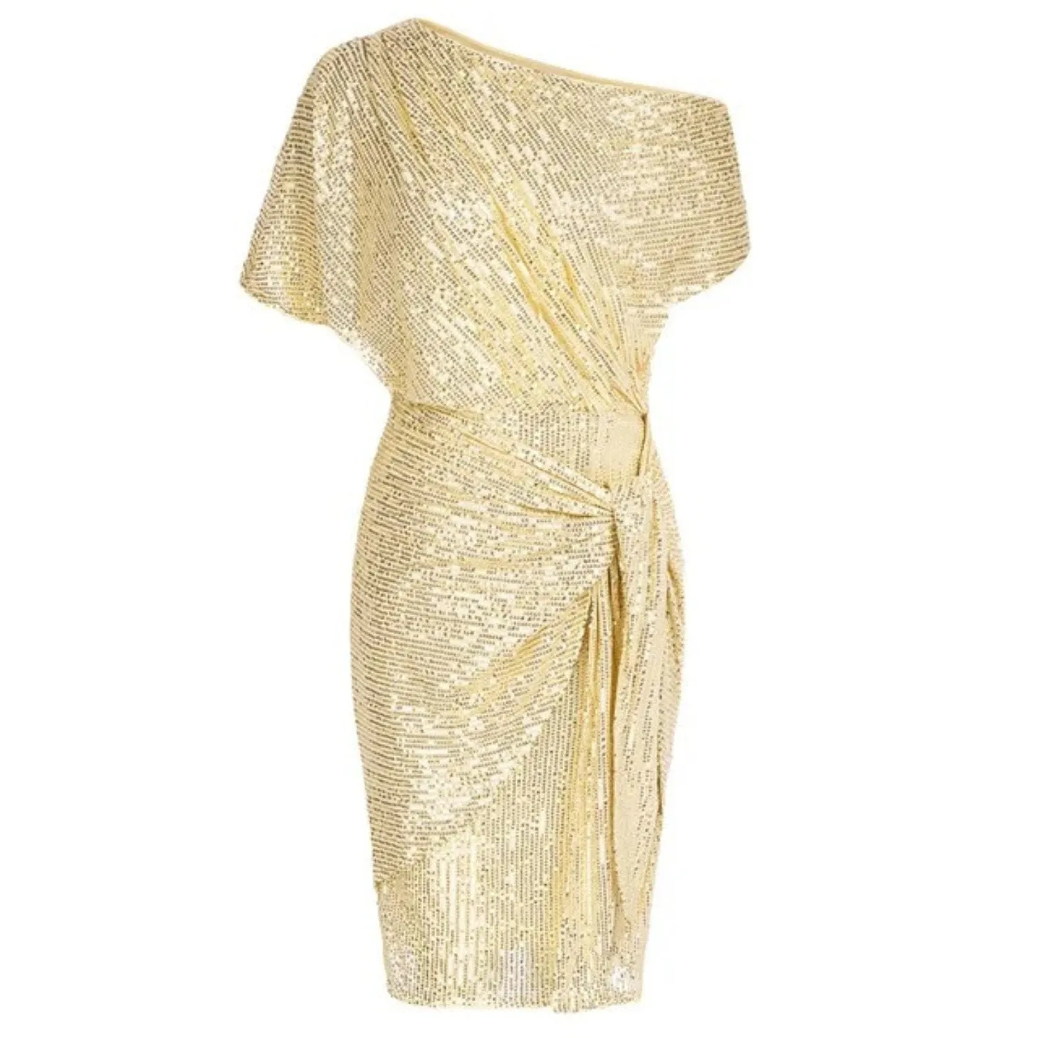 Asymmetric Glitter Cocktail Dress with Sequins