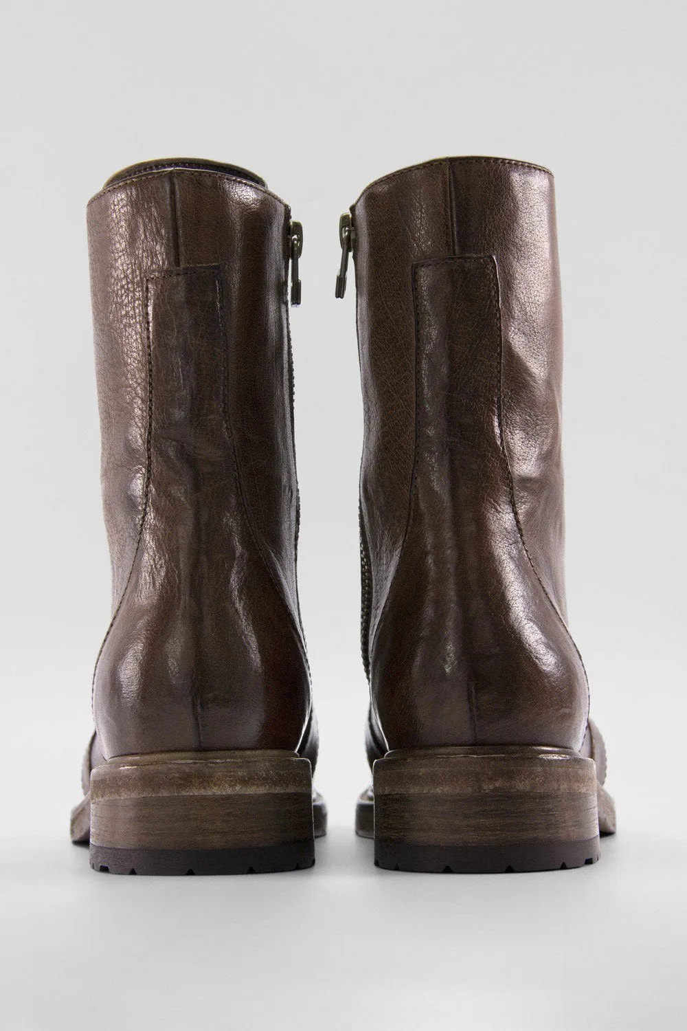 AVERY powder-chocolate lace up boots.