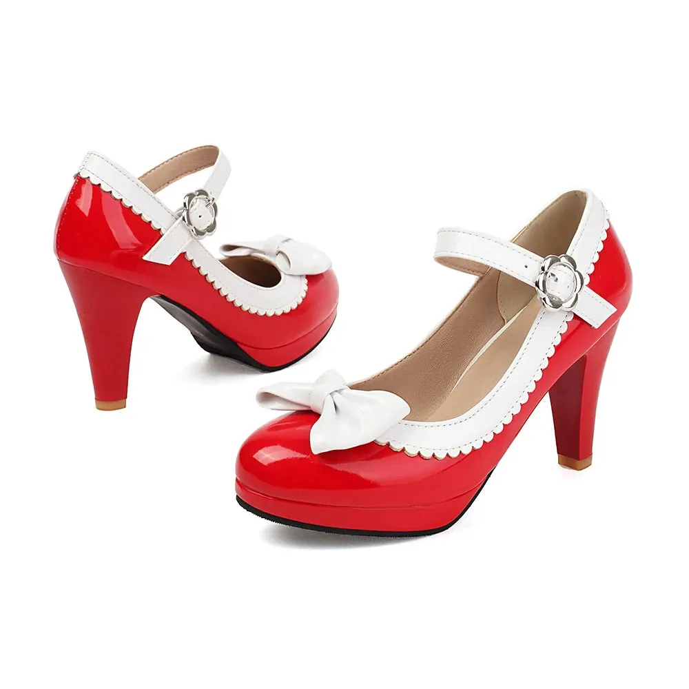 Bow Mary Jane Platform Heels | Ankle Strap