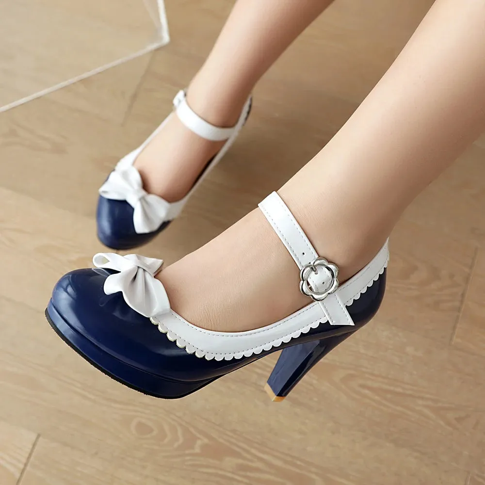 Bow Mary Jane Platform Heels | Ankle Strap