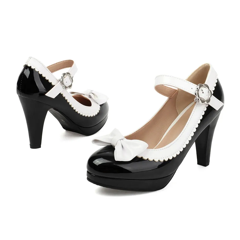 Bow Mary Jane Platform Heels | Ankle Strap