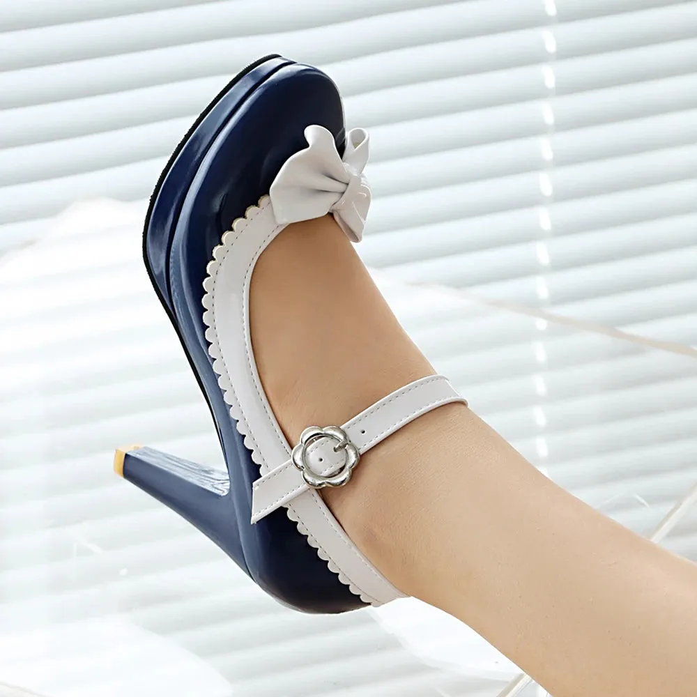 Bow Mary Jane Platform Heels | Ankle Strap