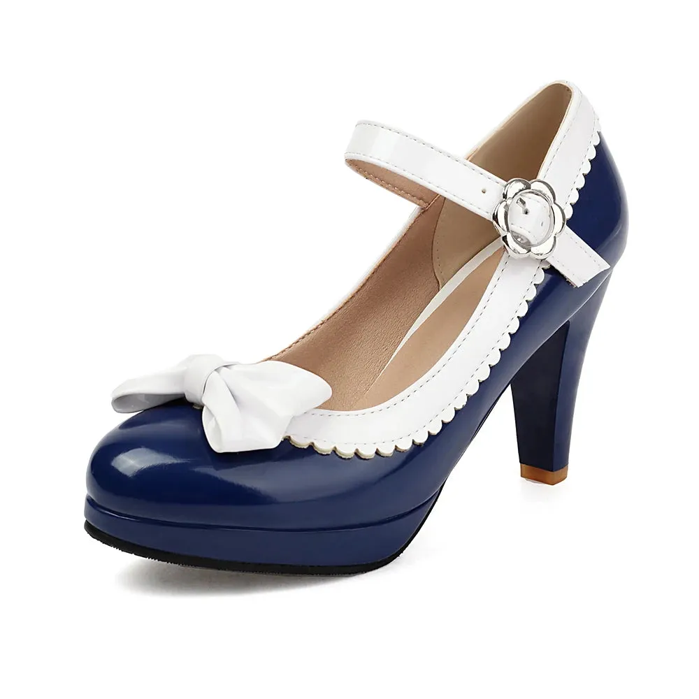 Bow Mary Jane Platform Heels | Ankle Strap
