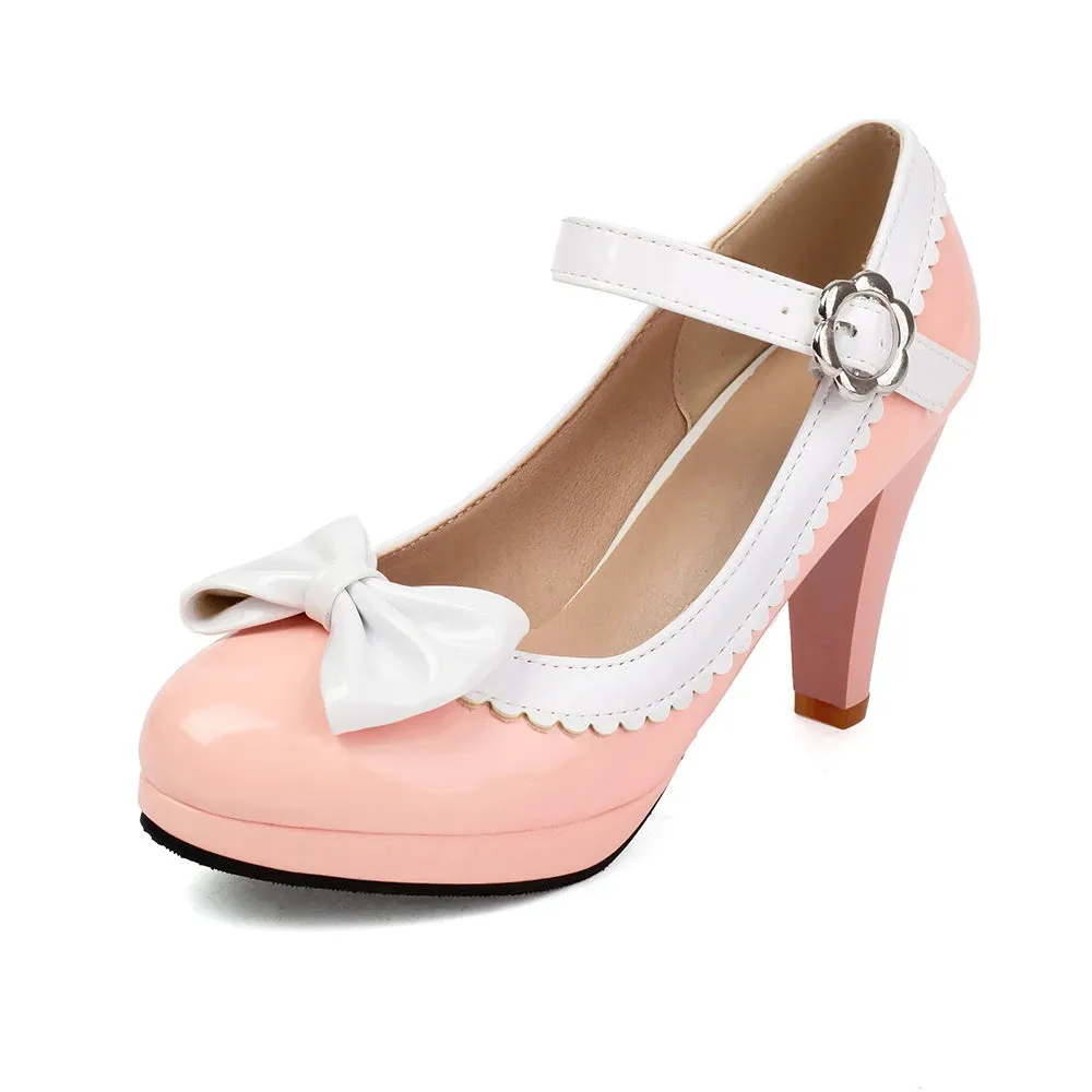 Bow Mary Jane Platform Heels | Ankle Strap