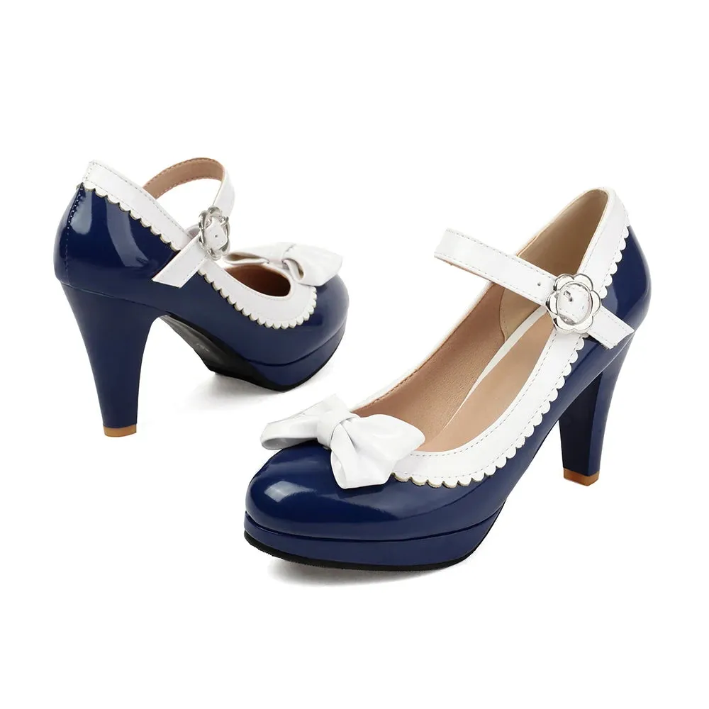 Bow Mary Jane Platform Heels | Ankle Strap