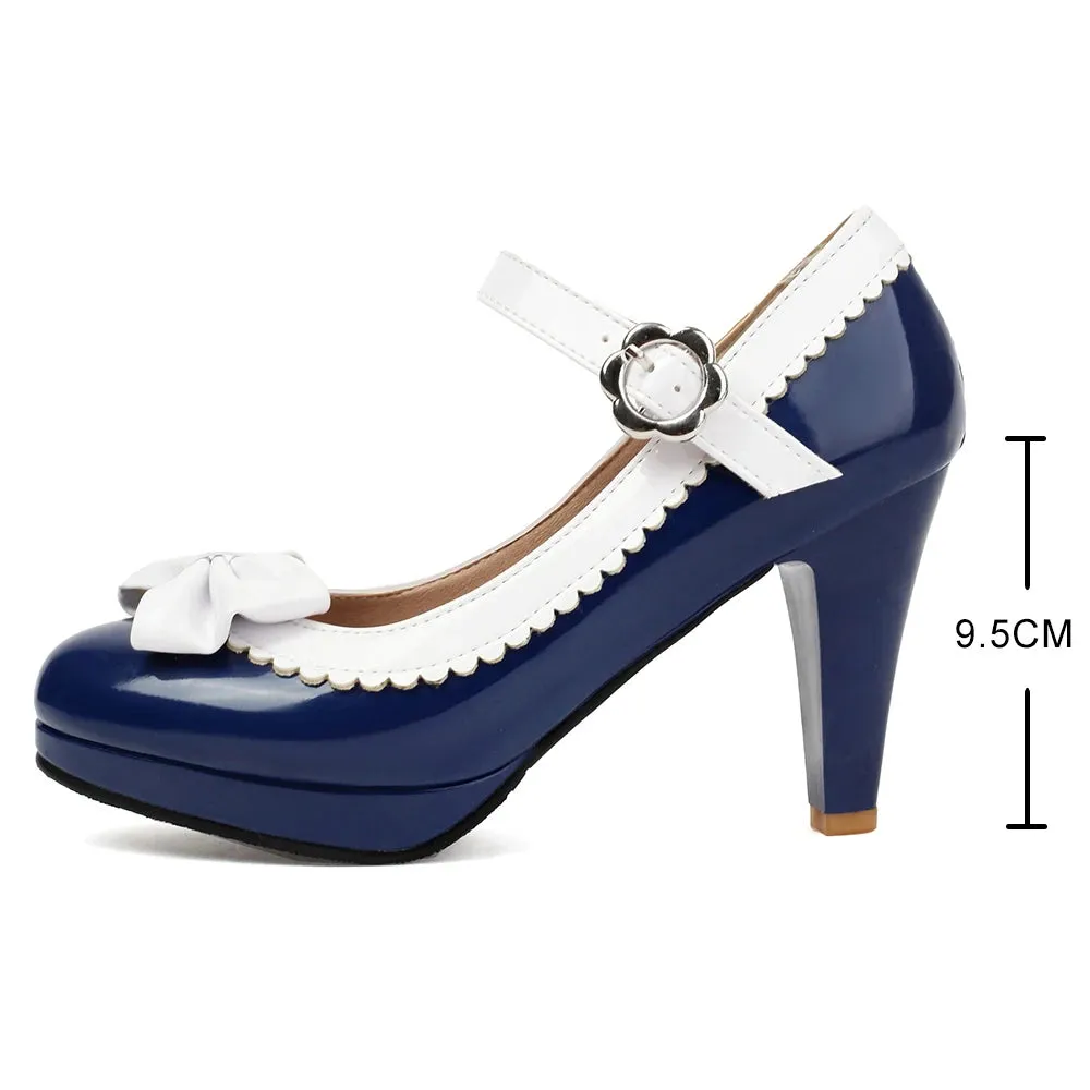 Bow Mary Jane Platform Heels | Ankle Strap