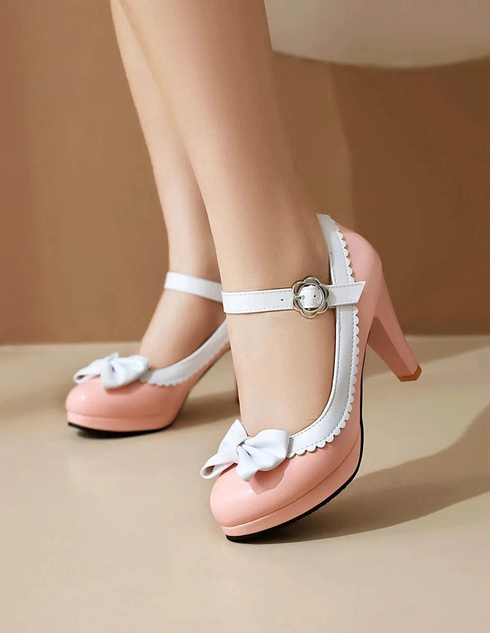 Bow Mary Jane Platform Heels | Ankle Strap
