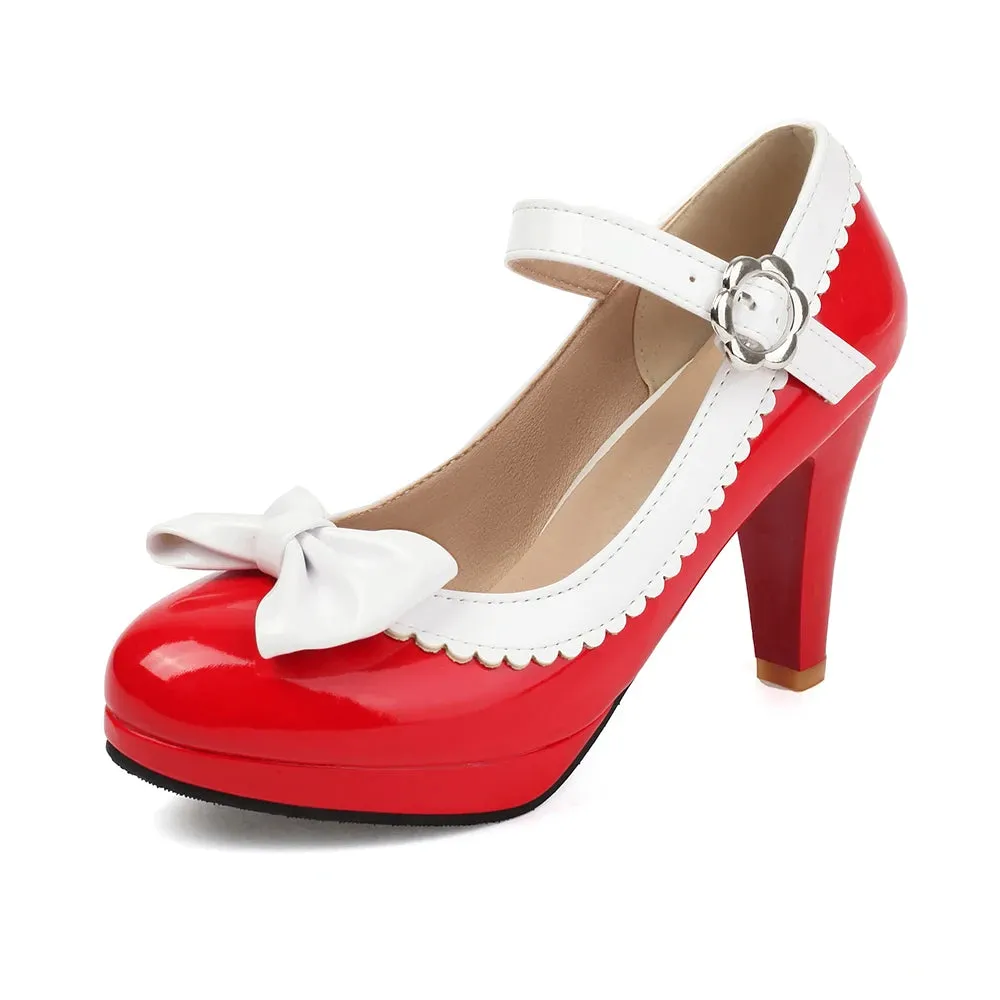 Bow Mary Jane Platform Heels | Ankle Strap