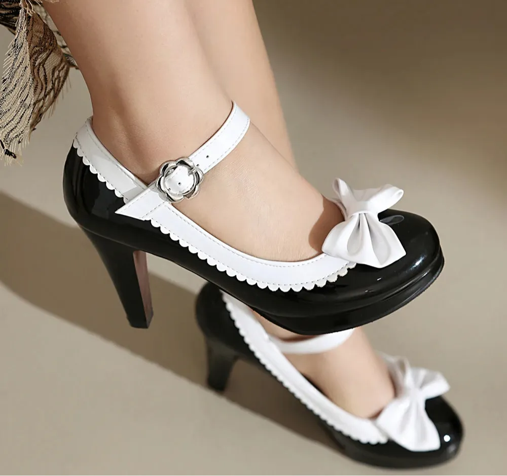 Bow Mary Jane Platform Heels | Ankle Strap