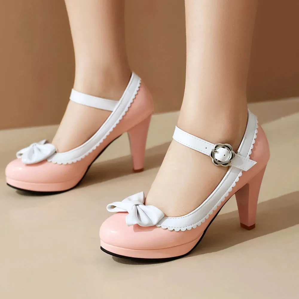Bow Mary Jane Platform Heels | Ankle Strap