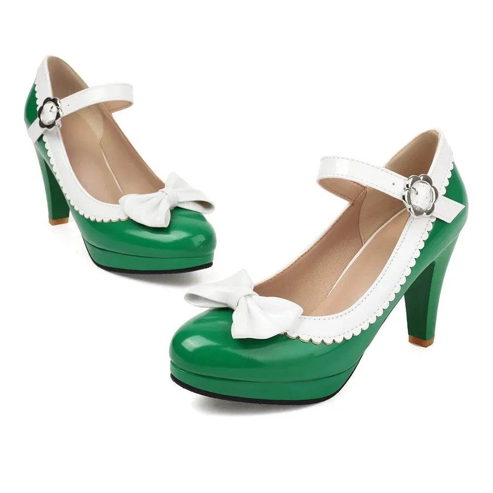 Bow Mary Jane Platform Heels | Ankle Strap