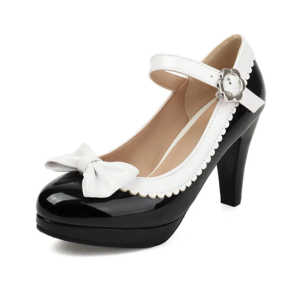 Bow Mary Jane Platform Heels | Ankle Strap