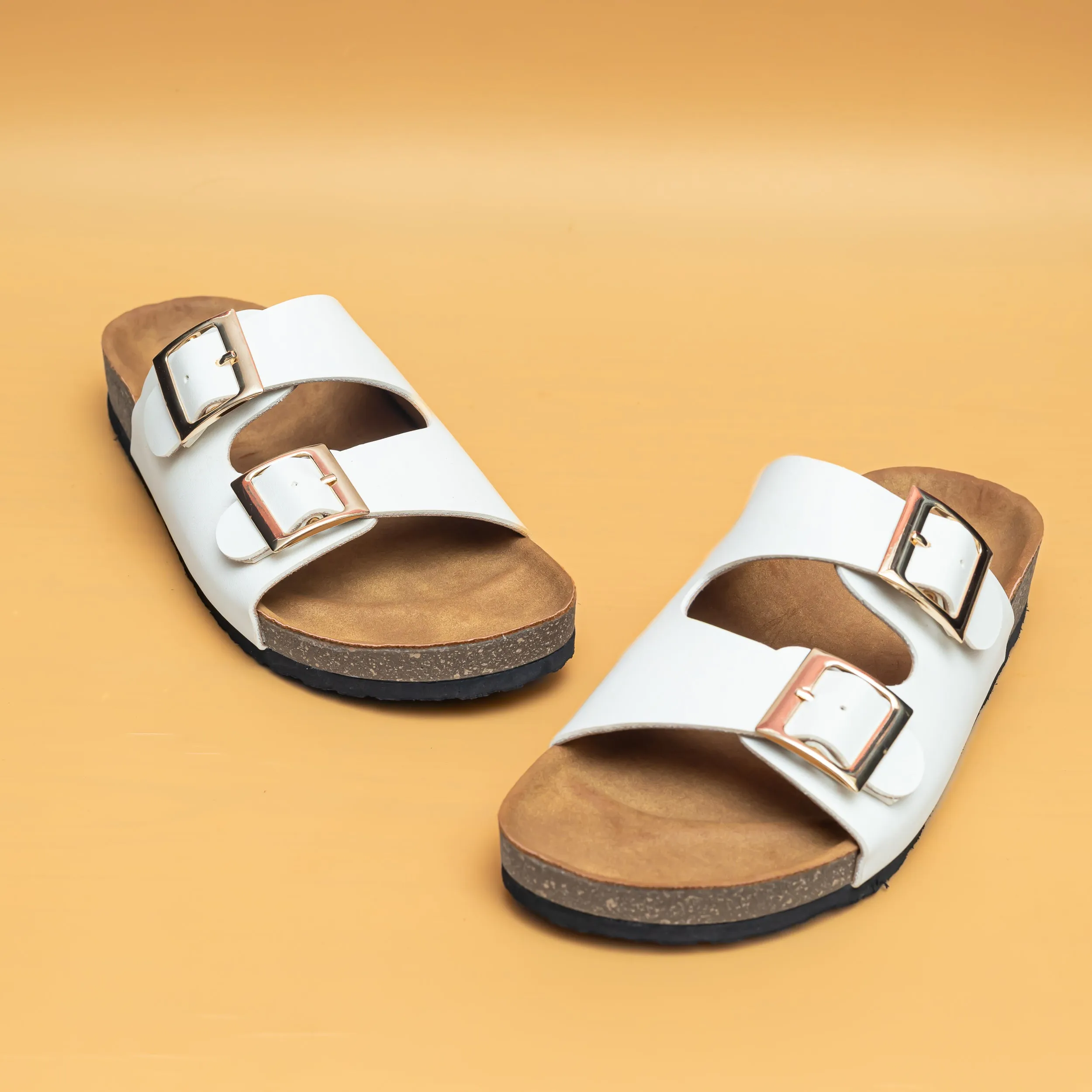 Buckle Strap Sliders - White
