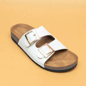 Buckle Strap Sliders - White