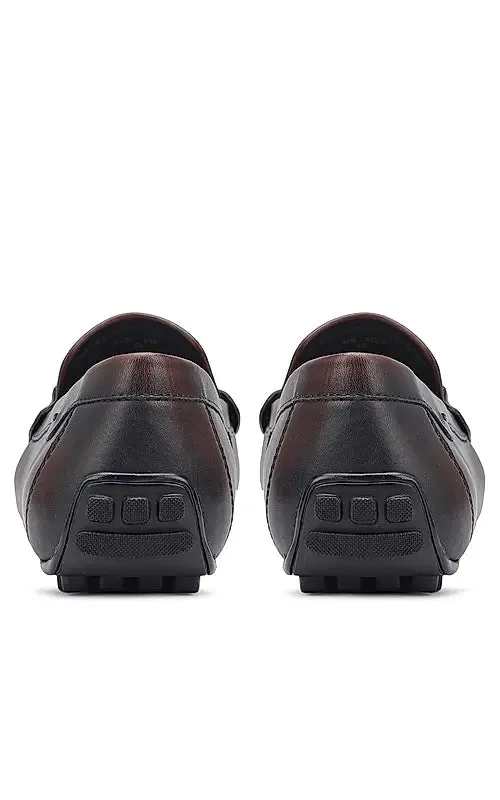 Burgundy Braided Leather Moccasins