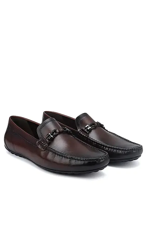 Burgundy Braided Leather Moccasins