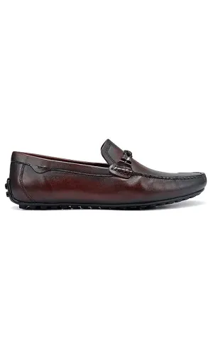Burgundy Braided Leather Moccasins