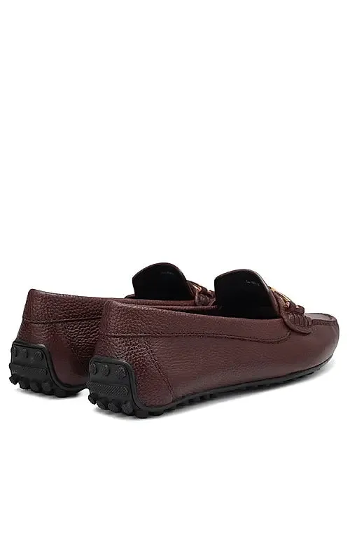 Burgundy Moccasins With Buckle