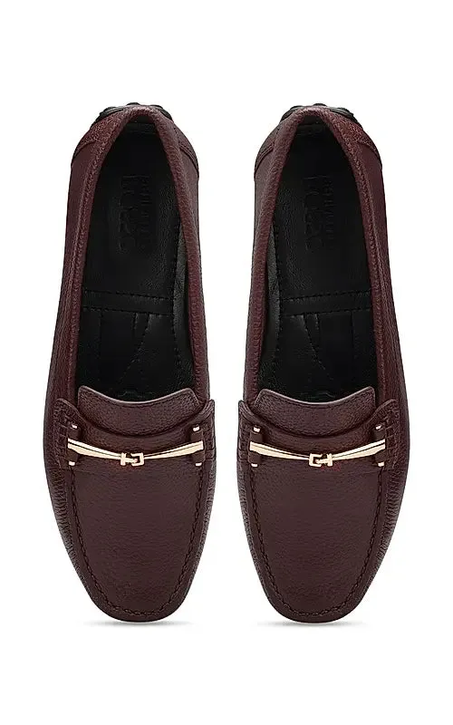 Burgundy Moccasins With Buckle