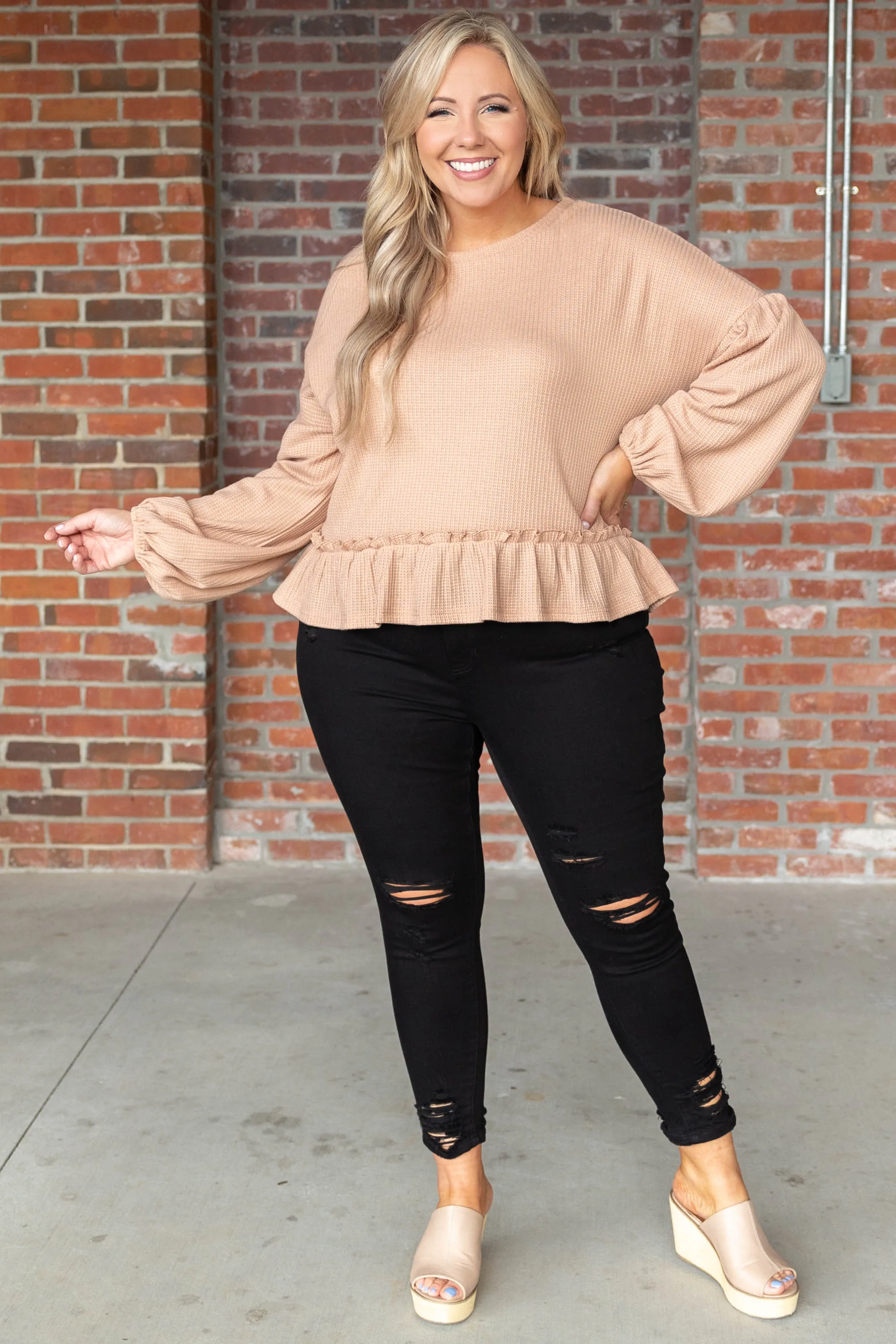 Clever Ways Top, Taupe