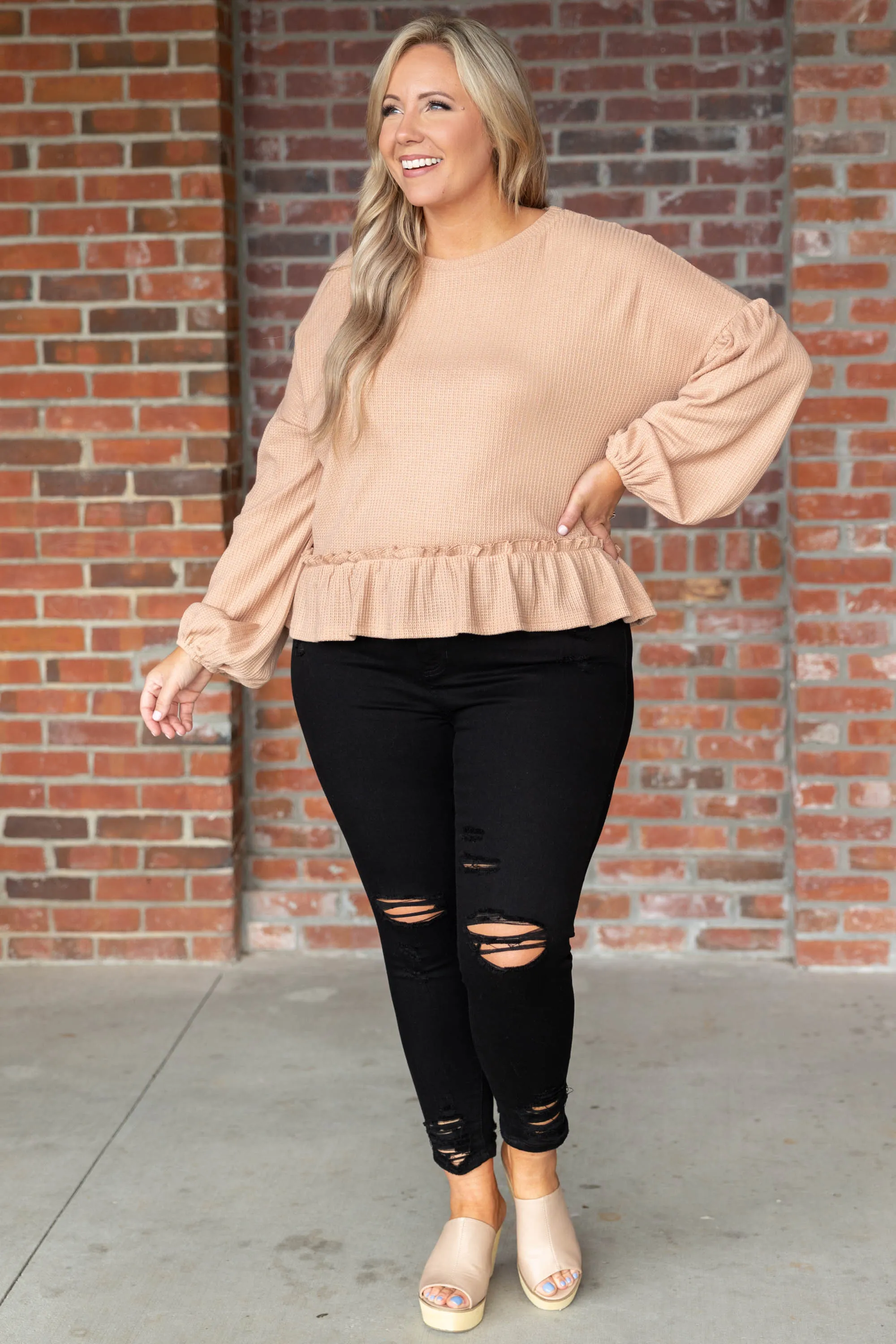 Clever Ways Top, Taupe