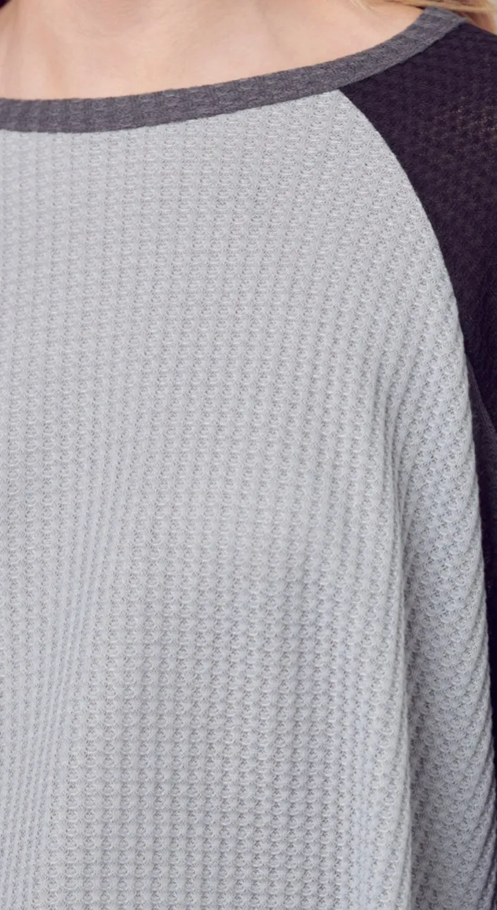 Cozy Round Neck Waffle Knit Top