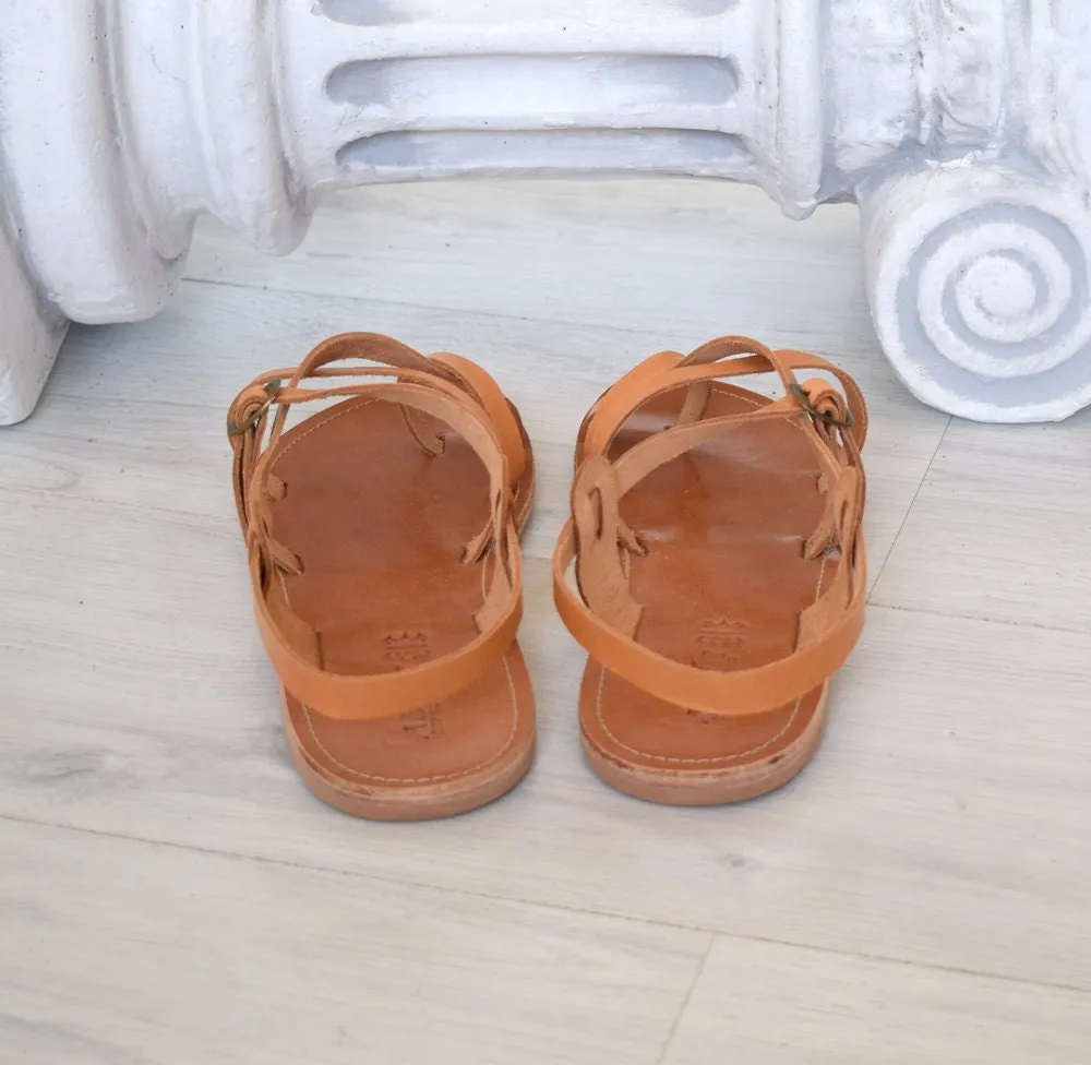 Hippie gladiator sandals, Bohemian leather sandals, Roman sandals, Natural tan handmade sandals, men sandals TILOS