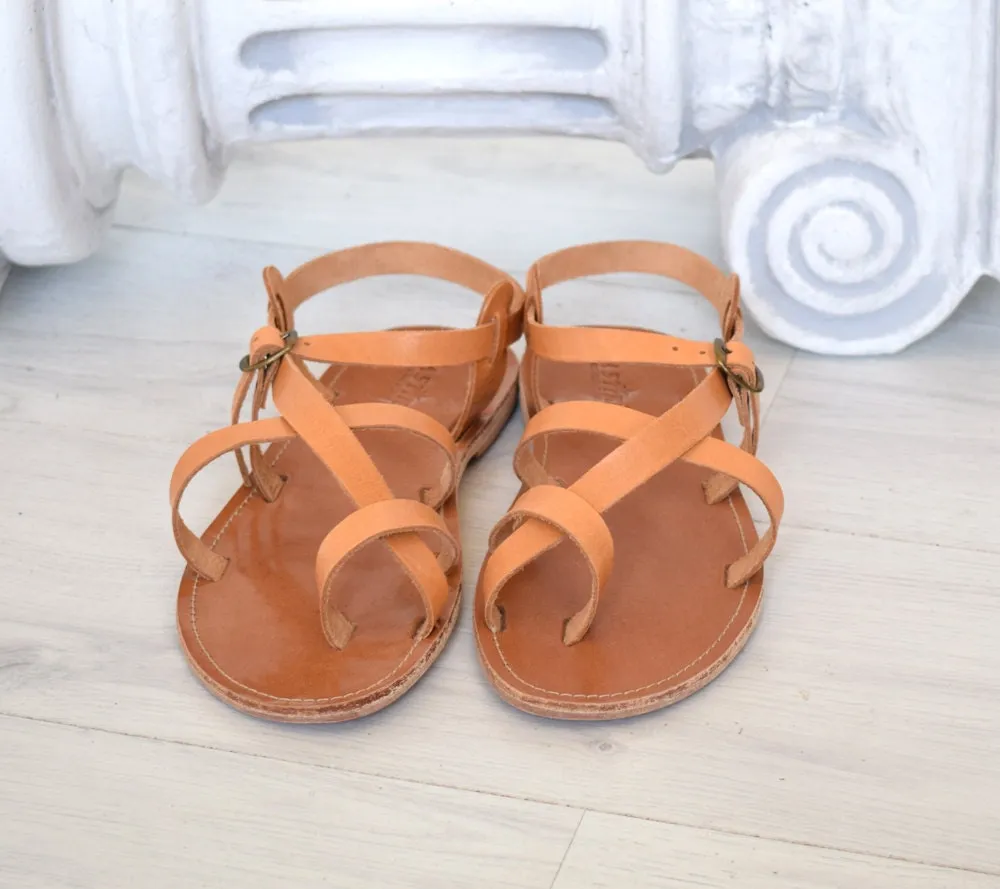 Hippie gladiator sandals, Bohemian leather sandals, Roman sandals, Natural tan handmade sandals, men sandals TILOS