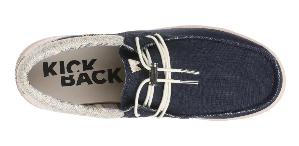 Kickback Mens Haven Ramie Linen Lace Up Shoes - Deep Navy