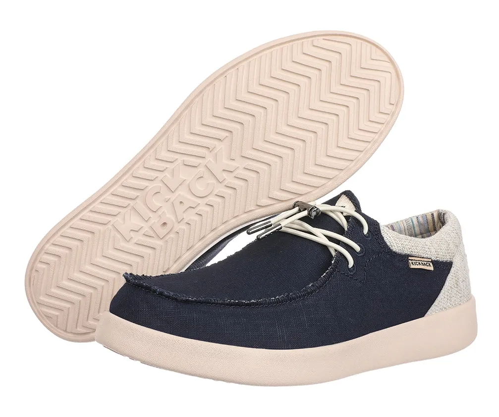 Kickback Mens Haven Ramie Linen Lace Up Shoes - Deep Navy