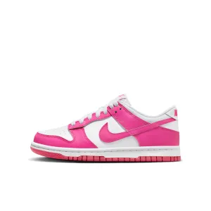 KIDS NIKE DUNK LOW GS (WHITE/LASER FUCHSIA)