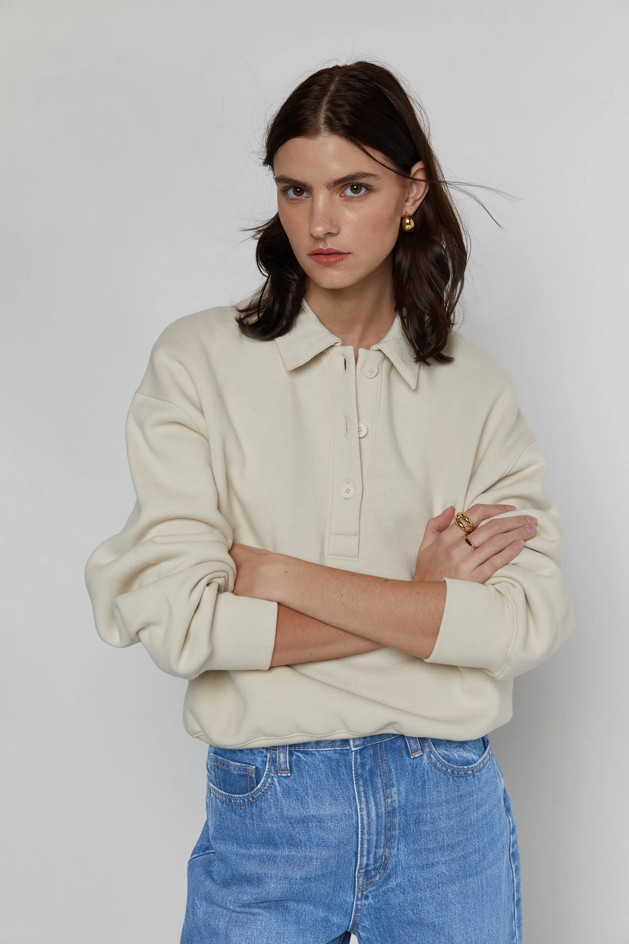 KNIT POLO TOP