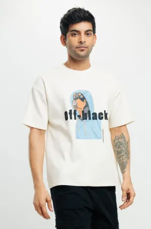 Men's Off-Black Print T-Shirt