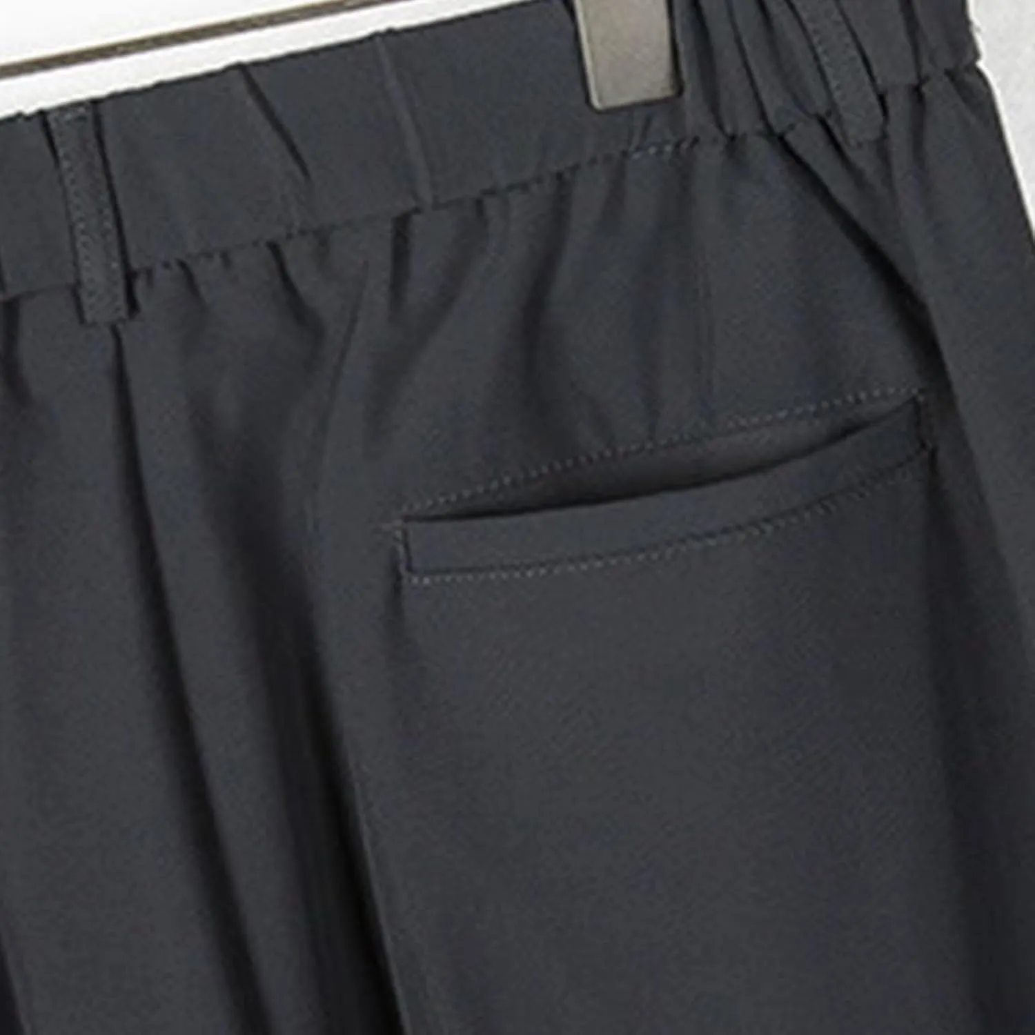 Mens Pants Casual Stylish Elastic Waist Flat Front Dress Suit Pant Loose Lightweight Cinch Bottom Trouser with Pocket