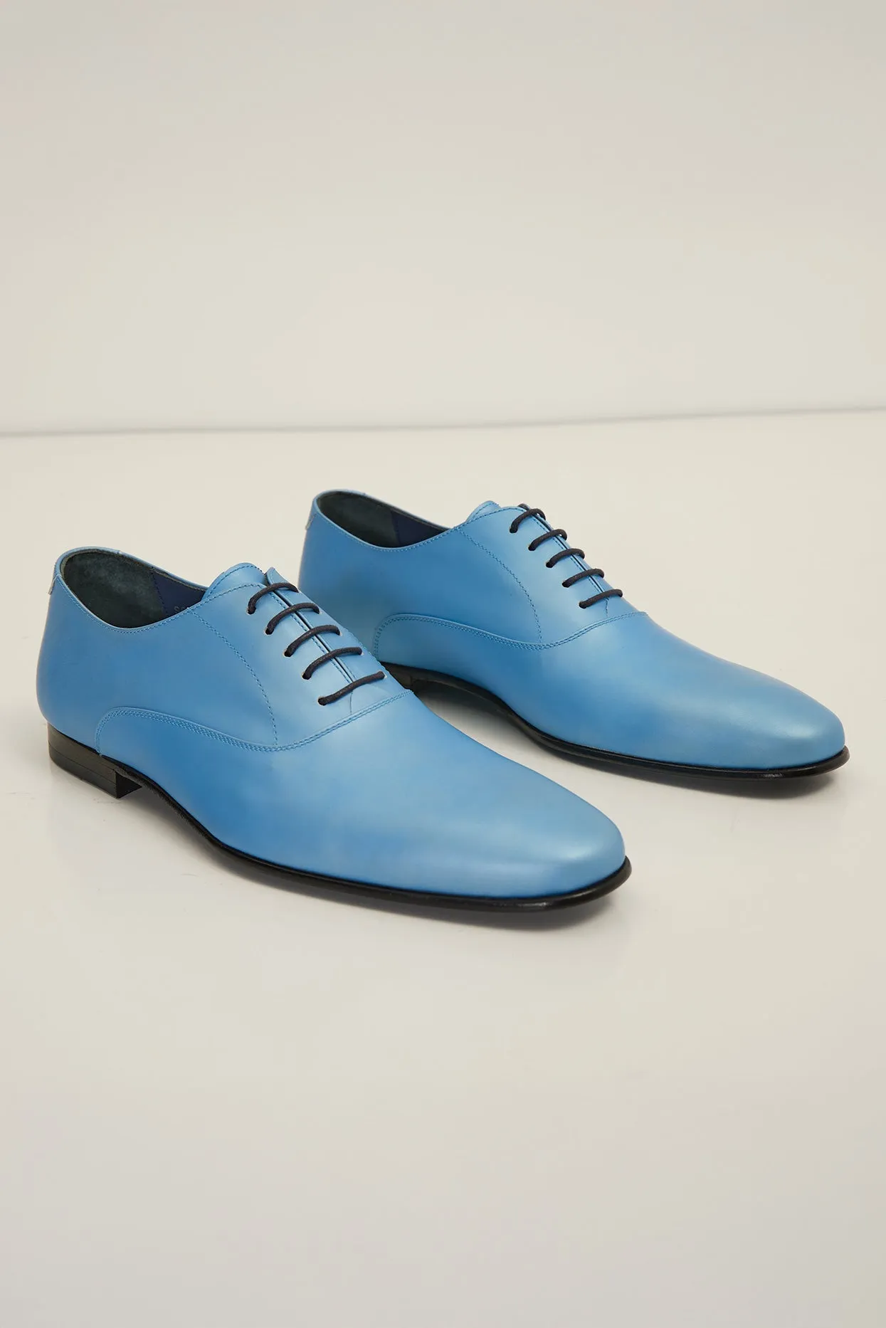 Patent Leather Oxfords - Metallic Sky Blue