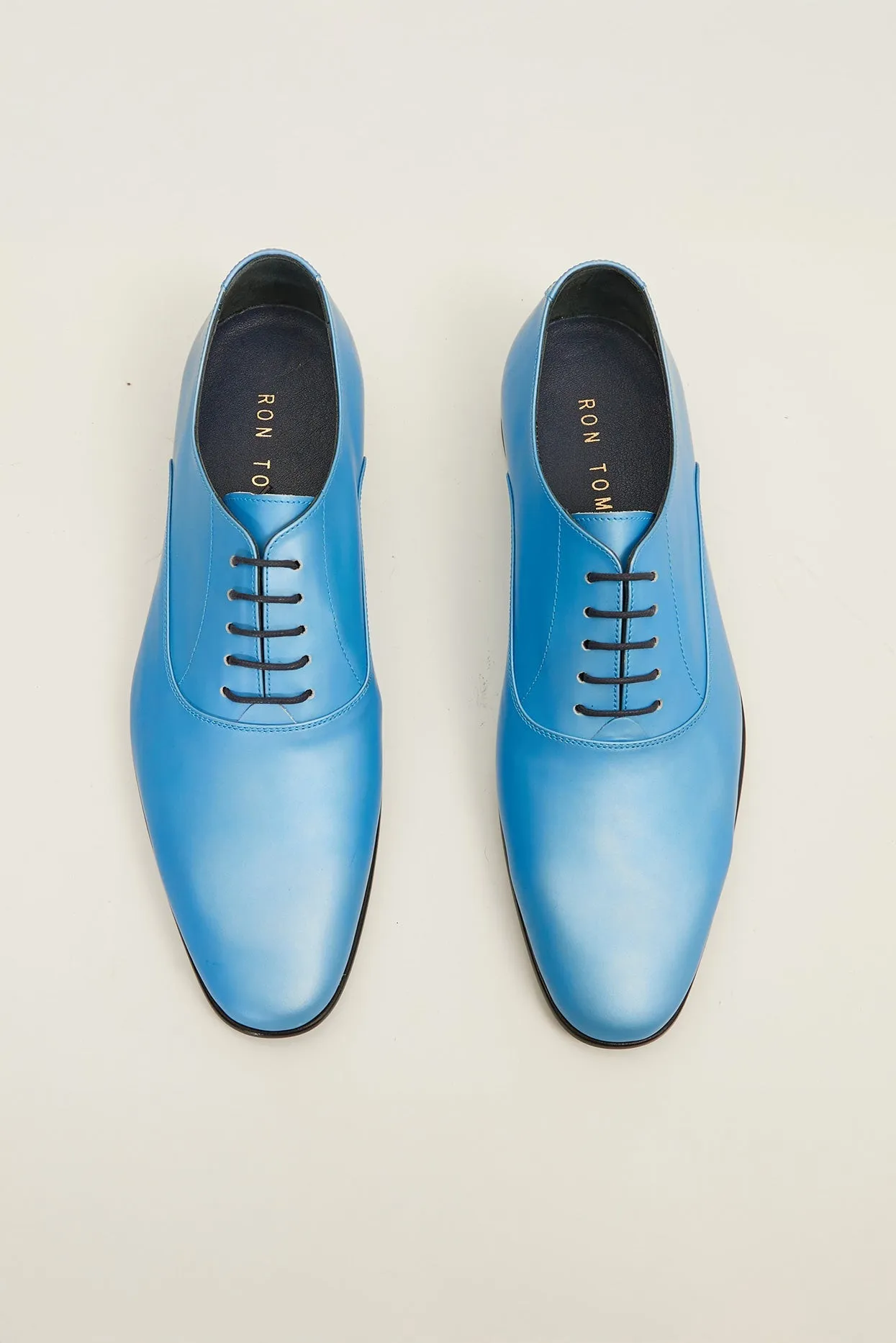 Patent Leather Oxfords - Metallic Sky Blue